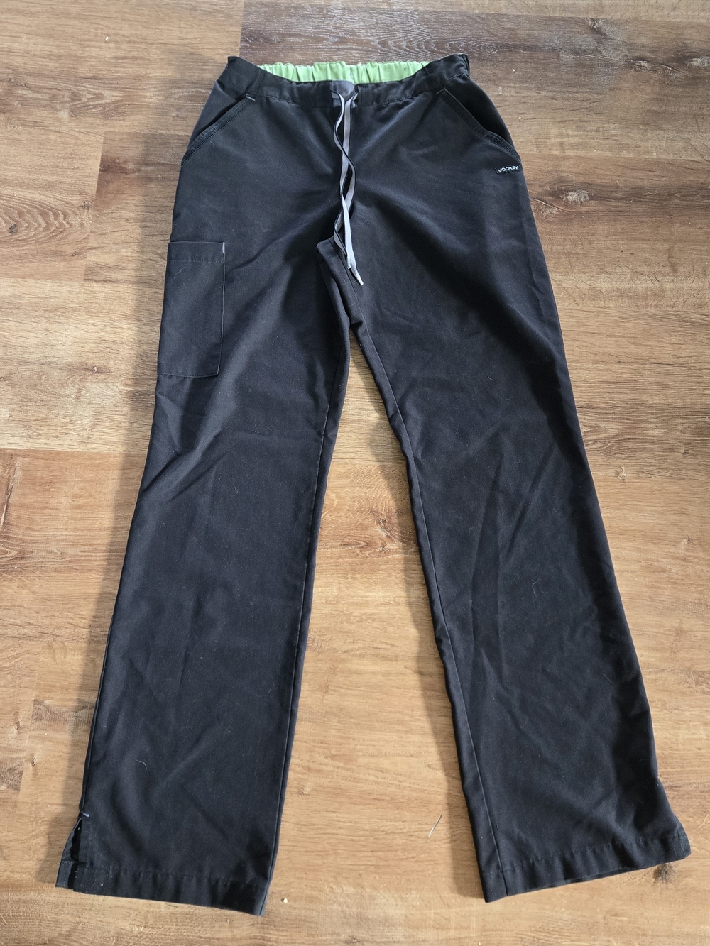 Jockey Black Scrub Pants with Lime Inner Waistband Extra Small